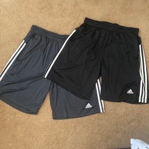 Set of 2 XL Adidas Climalite Basketball Shorts Mens Black and Charcoal Grey